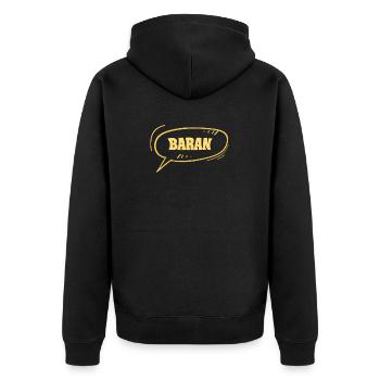 First name Baran - Unisex Premium Organic Zip Hoodie - black - Back - Nico (187cm)