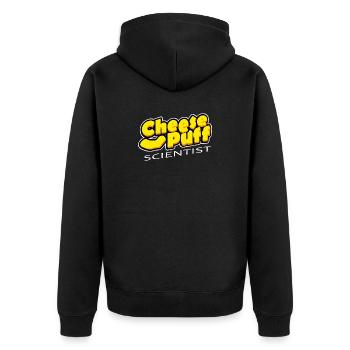 Cheese Puff Scientist - Unisex Premium Organic Zip Hoodie - black - Back - Nico (187cm)