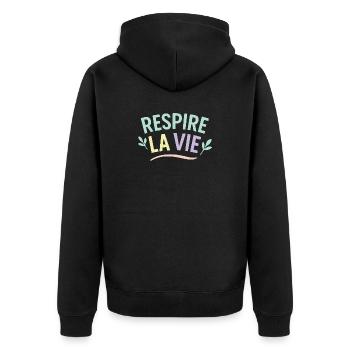 Respire la Vie - Veste à capuche bio Premium Unisexe - noir - Dos - Nico (187cm)