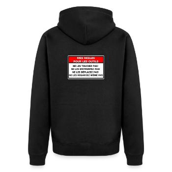 Meine Regeln für Tools - Unisex Premium Bio Zip Hoodie - Schwarz - Hinten - Nico (187cm)