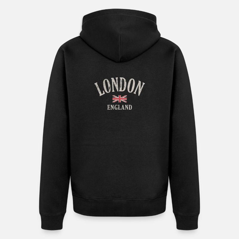 Londres Vintage Union Jack - Veste à capuche bio Premium Unisexe - noir