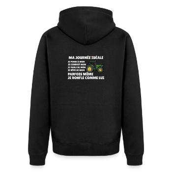 Tracteur agricole humour fermier passion paysanne  - Veste à capuche bio Premium Unisexe - noir - Dos - Nico (187cm)