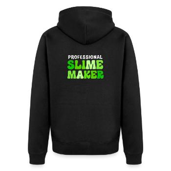 Schleimig Schleim Slime - Unisex Premium Bio Zip Hoodie - Schwarz - Hinten - Nico (187cm)