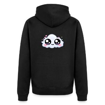Cloud Eyes Kawaii – Sanfte, verträumte Augen - Unisex Premium Bio Zip Hoodie - Schwarz - Hinten - Nico (187cm)