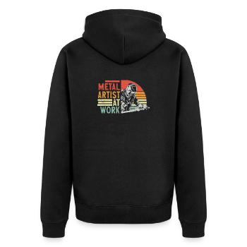 Metal Artist At Work - Unisex Premium Organic Zip Hoodie - black - Back - Nico (187cm)