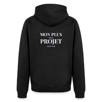 Mon Plus Beau Projet — C'est Moi - Veste à capuche bio Premium Unisexe - noir - Dos - Nico (187cm)