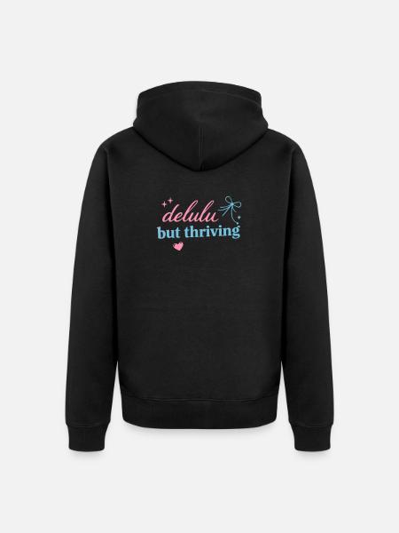 Delhu Thriving Script Logo - Unisex Premium Bio Zip Hoodie - Schwarz