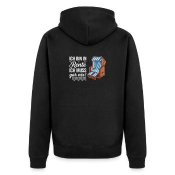 Ich bin in Rente ich muss gar nix mit Strandkorb  - Unisex Premium Bio Zip Hoodie - Schwarz - Hinten - Nico (187cm)