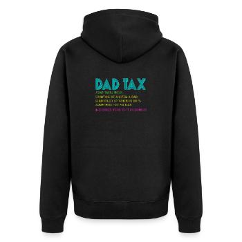 Papa-Steuer-Snack-Regel - Unisex Premium Bio Zip Hoodie - Schwarz - Hinten - Nico (187cm)