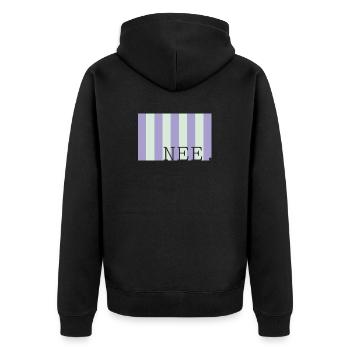 Nee Pastellstreifen Schrift - Unisex Premium Bio Zip Hoodie - Schwarz - Hinten - Nico (187cm)