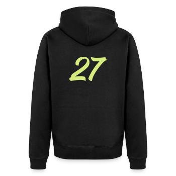 27- - Unisex Premium Bio Zip Hoodie - Schwarz - Hinten - Nico (187cm)