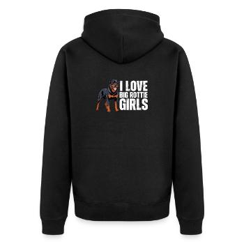 Ich liebe Big Rottie Girls Rottweiler Rottie - Unisex Premium Bio Zip Hoodie - Schwarz - Hinten - Nico (187cm)