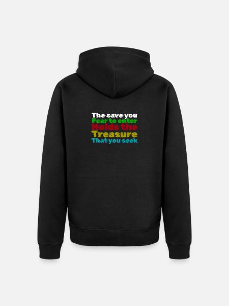 Mut durch Angst: Schatzzitat - Unisex Premium Bio Zip Hoodie - Schwarz