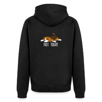 Nicht heute Beagle Shirt - Unisex Premium Bio Zip Hoodie - Schwarz - Hinten - Nico (187cm)