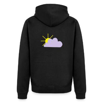 Sonne sieht hinter der Wolke hervor - Unisex Premium Bio Zip Hoodie - Schwarz - Hinten - Nico (187cm)