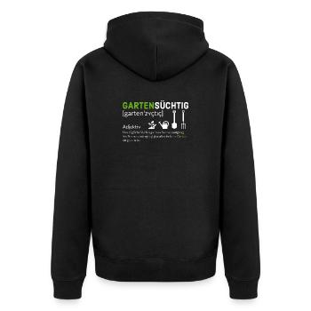 Gartensüchtig: Pflanzenliebhaber Design - Unisex Premium Bio Zip Hoodie - Schwarz - Hinten - Nico (187cm)