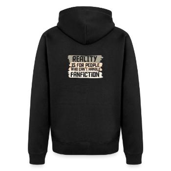 Reality and Fanfiction Mashup Design - Unisex Premium Bio Zip Hoodie - Schwarz - Hinten - Nico (187cm)