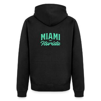 Miami Florida Teal Font - Unisex Premium Organic Zip Hoodie - black - Back - Nico (187cm)