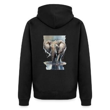 Aquarelle d’éléphant - Veste à capuche bio Premium Unisexe - noir - Dos - Nico (187cm)