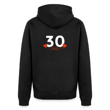 Hallo 30 Geburtstag 30er Geschenkidee Jahre Herz - Unisex Premium Bio Zip Hoodie - Schwarz - Hinten - Nico (187cm)
