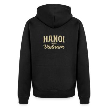 Hanoï, Vietnam, Ville de la Paix Vintage - Veste à capuche bio Premium Unisexe - noir - Dos - Nico (187cm)
