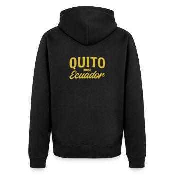 Quito Ecuador Est 1533 Vintage Script - Unisex Premium Organic Zip Hoodie - black - Back - Nico (187cm)