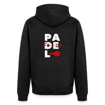 PADELTENNIS Padel Padelspieler Padeltennis-sport - Unisex Premium Bio Zip Hoodie - Schwarz - Hinten - Nico (187cm)