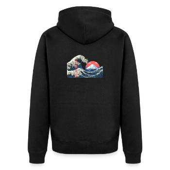 T-Shirt Wave kanagawa hokusai mont fuji japan - Unisex Premium Bio Zip Hoodie - Schwarz - Hinten - Nico (187cm)
