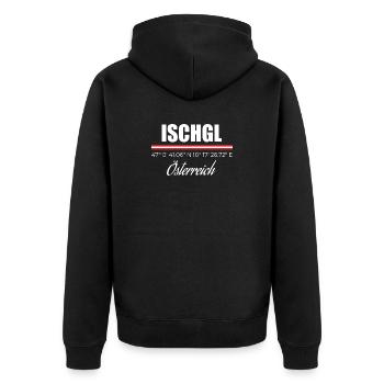 Ischgl - Unisex Premium Bio Zip Hoodie - Schwarz - Hinten - Nico (187cm)