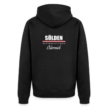 Sölden - Unisex Premium Bio Zip Hoodie - Schwarz - Hinten - Nico (187cm)