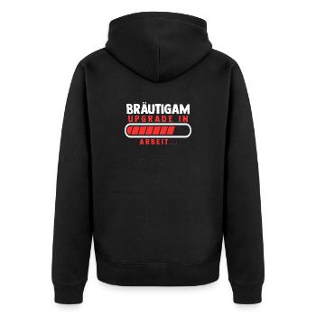 Bräutigam Polterabend Junggesellenabschied - Unisex Premium Bio Zip Hoodie - Schwarz - Hinten - Nico (187cm)