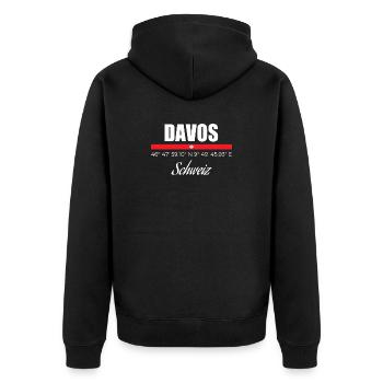 Davos - Unisex Premium Bio Zip Hoodie - Schwarz - Hinten - Nico (187cm)