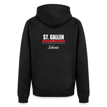 St. Gallen - Unisex Premium Bio Zip Hoodie - Schwarz - Hinten - Nico (187cm)