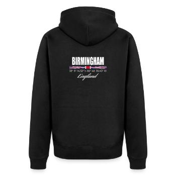 Birmingham - Unisex Premium Bio Zip Hoodie - Schwarz - Hinten - Nico (187cm)