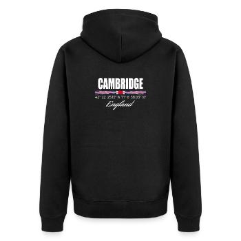 Cambridge - Unisex Premium Bio Zip Hoodie - Schwarz - Hinten - Nico (187cm)