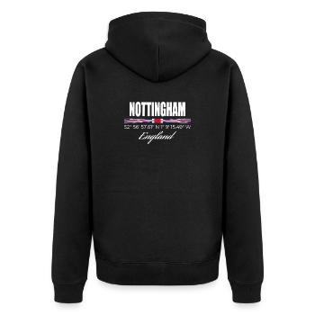 Nottingham - Unisex Premium Organic Zip Hoodie - black - Back - Nico (187cm)