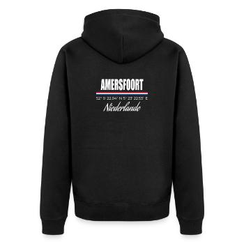 Amersfoort - Unisex Premium Bio Zip Hoodie - Schwarz - Hinten - Nico (187cm)