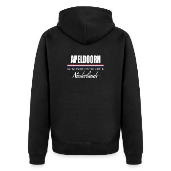 Apeldoorn - Unisex Premium Bio Zip Hoodie - Schwarz - Hinten - Nico (187cm)