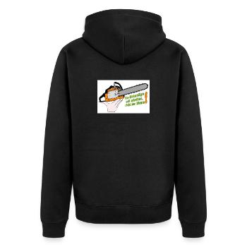Motorsäge Spruch Arbeit der Säge - Unisex Premium Bio Zip Hoodie - Schwarz - Hinten - Nico (187cm)