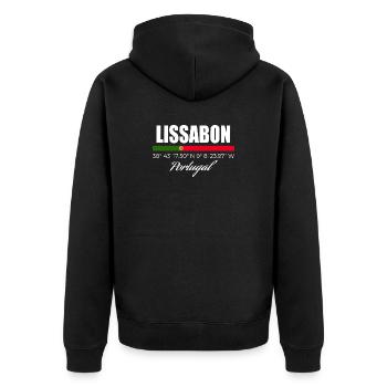 Lissabon - Unisex Premium Bio Zip Hoodie - Schwarz - Hinten - Nico (187cm)
