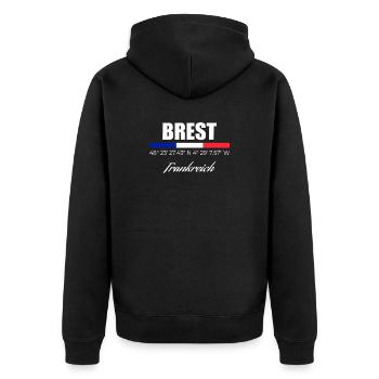 Brest - Unisex Premium Organic Zip Hoodie - black - Back - Nico (187cm)