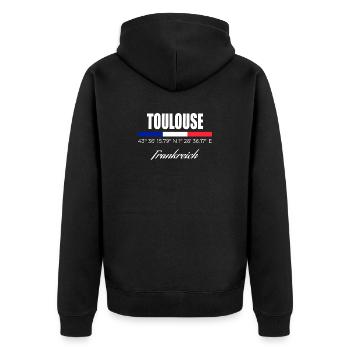 Toulouse - Unisex Premium Bio Zip Hoodie - Schwarz - Hinten - Nico (187cm)