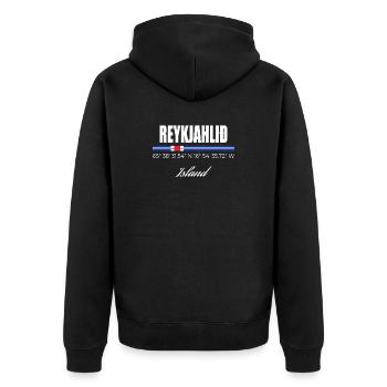 Reykjahlið - Veste à capuche bio Premium Unisexe - noir - Dos - Nico (187cm)