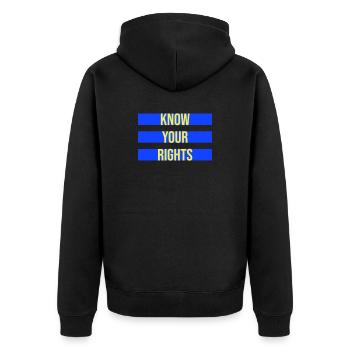 Know Your Rights Aktivismus Gerechtigkeit Freiheit - Unisex Premium Bio Zip Hoodie - Schwarz - Hinten - Nico (187cm)