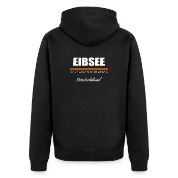 Eibsee - Unisex Premium Bio Zip Hoodie - Schwarz - Hinten - Nico (187cm)