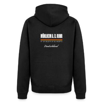 Mühlheim an der Ruhr - Unisex Premium Bio Zip Hoodie - Schwarz - Hinten - Nico (187cm)