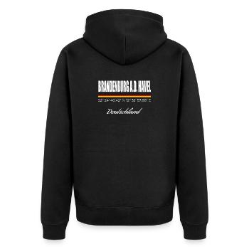 Brandenburg an der Havel - Unisex Premium Bio Zip Hoodie - Schwarz - Hinten - Nico (187cm)