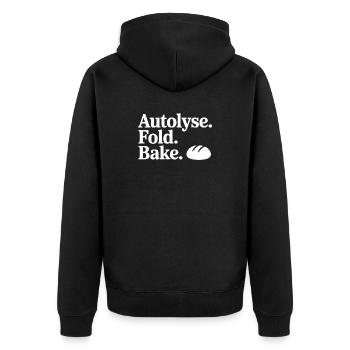 Bread Art Autolyse Fold Bake - Unisex Premium Organic Zip Hoodie - black - Back - Nico (187cm)
