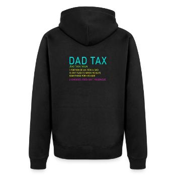 Dad Tax Neon Meme Tee - Unisex Premium Bio Zip Hoodie - Schwarz - Hinten - Nico (187cm)