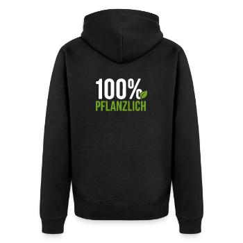100% Pflanzlich - Vegan Geschenkidee - Unisex Premium Bio Zip Hoodie - Schwarz - Hinten - Nico (187cm)